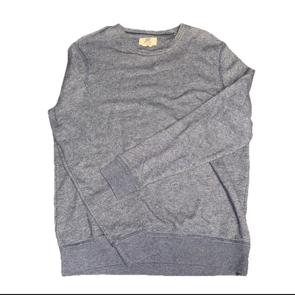 BT Supply Co Mens Pullover Crewneck Large Blue Long Sleeve Cotton Blend Preppy